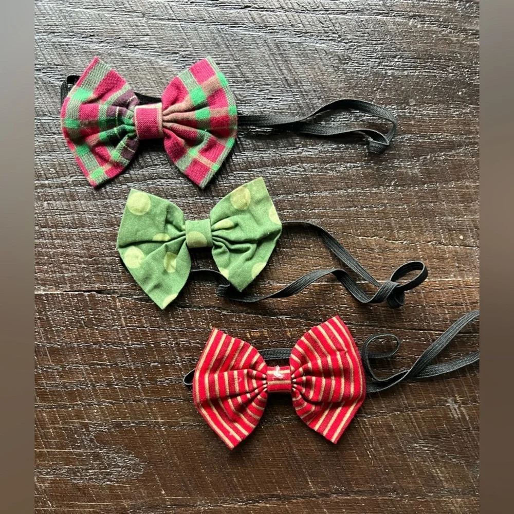 Christmas hair bows with elastic band set of three